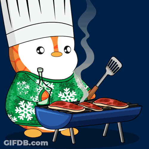 Cooking Chef Penguins Grilling GIF