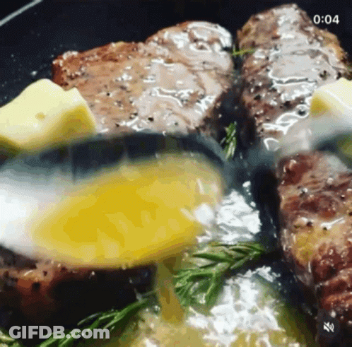 Cooking Steak With Butter And Eggs GIF