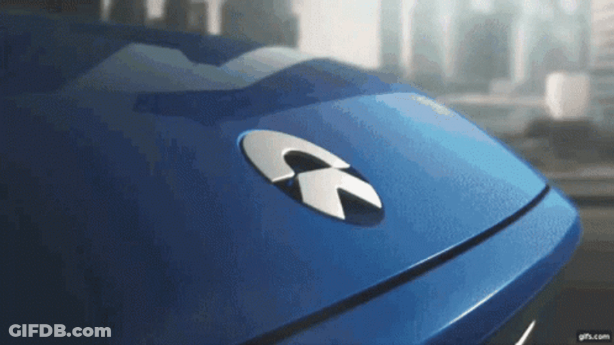Cool Blue Electric Car Driving Around GIF