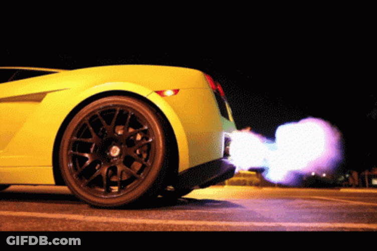 Cool Car Lamborghini Gallardo Flaming Tailpipe GIF