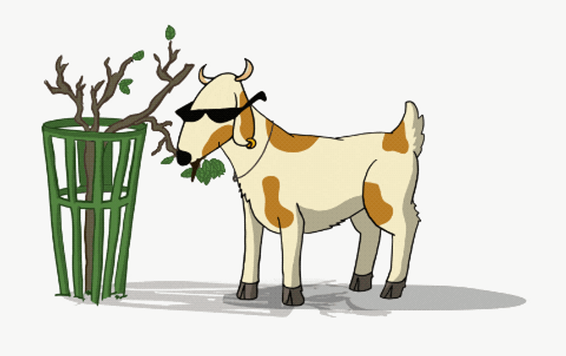 Cool Cartoon Goat Chewing GIF