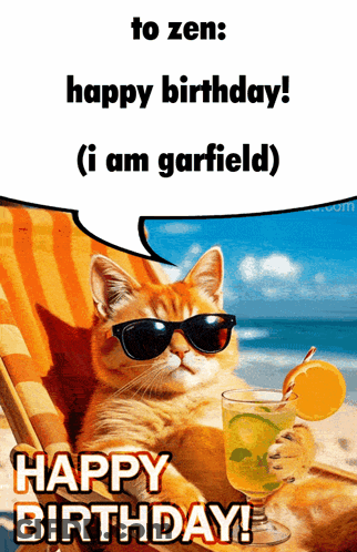 Cool Cat With Drink On Beach GIF