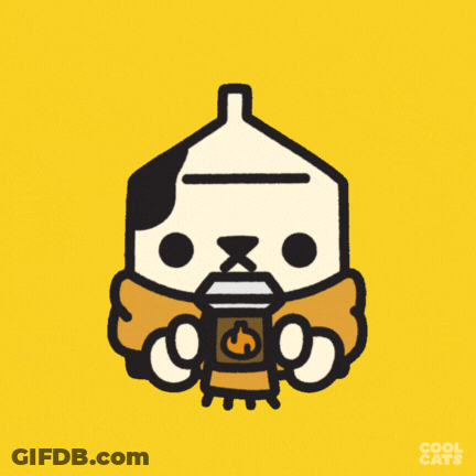 Cool Cats Cartoon Cat Holding Coffee GIF