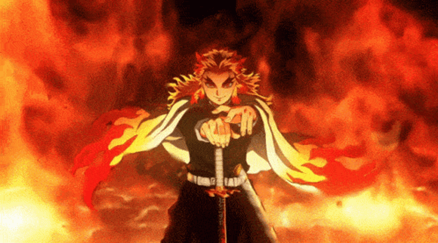 Cool Demon Slayer Blazing Renguko GIF