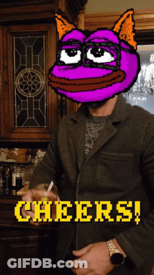 Cool Dragon Pepe Head Holding Whiskey Glass GIF