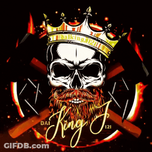 Cool Fiery King Skull Animated Logo GIF