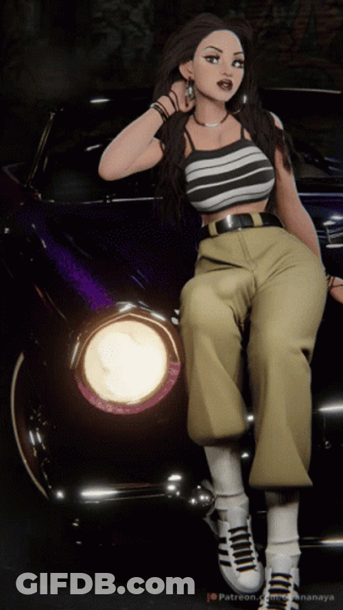 Cool Girl Sitting On Sleek Car GIF
