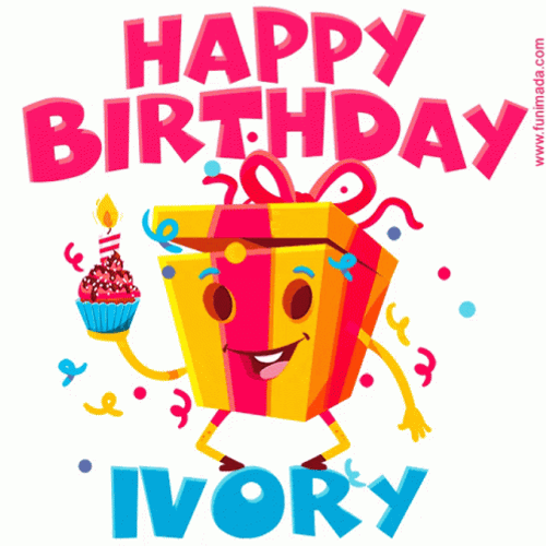 Cool Moving Gift Box With Cupcake Dancing Happy Birthday GIF