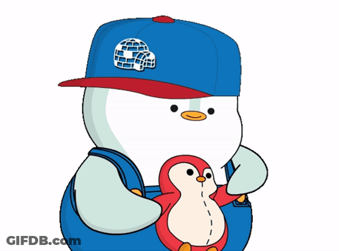 Cool Penguin Holding Penguin Squishmallow GIF
