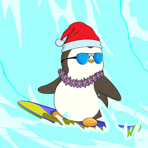 Cool Penguin Surfing Wave GIF