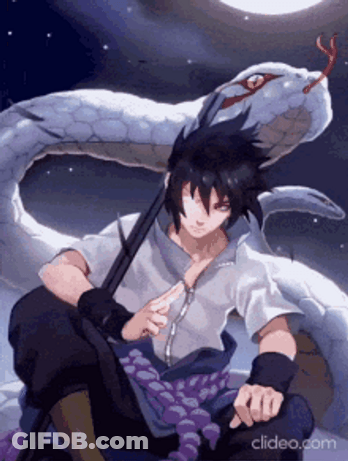 Cool Picture Sasuke Uchiha Gian Snake Background Rinnegan GIF