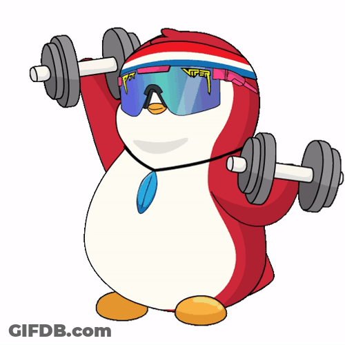 Cool Pudgy Penguin Barbell Work Out GIF