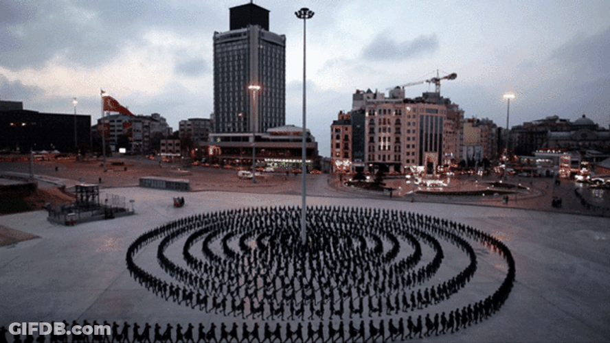 Cool Spiral Soldiers Formation GIF
