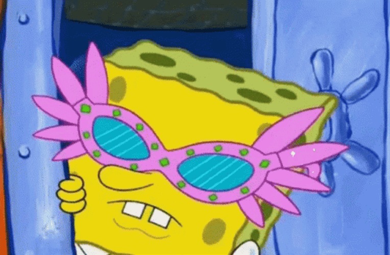 Cool Sponge Bob Wearing Pink Shades GIF