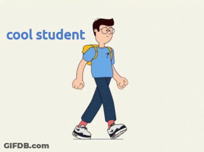 Cool Student Walking Animation GIF