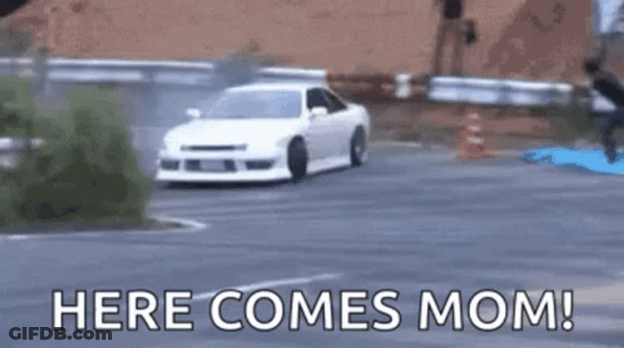 Cool White Car Drifting Here Comes Mom GIF