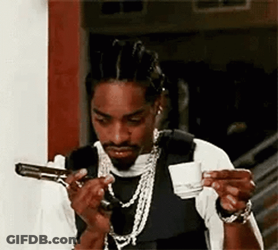 Coolio Drinking Something With A Gun GIF