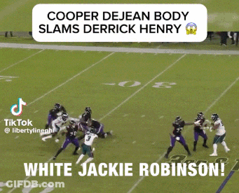Cooper DeJean Body Slams Derrick Henry White Jackie Robinson GIF