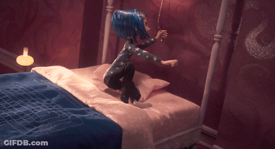 Coraline Hiding Under Blanket GIF