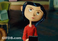 Coraline Holding Cell Phone GIF