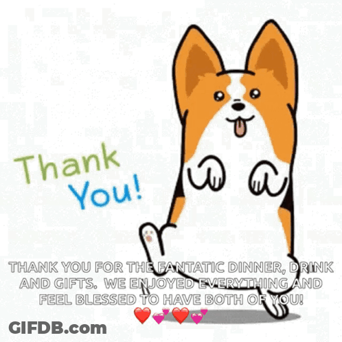 Corgi Dog With Thank You Message GIF