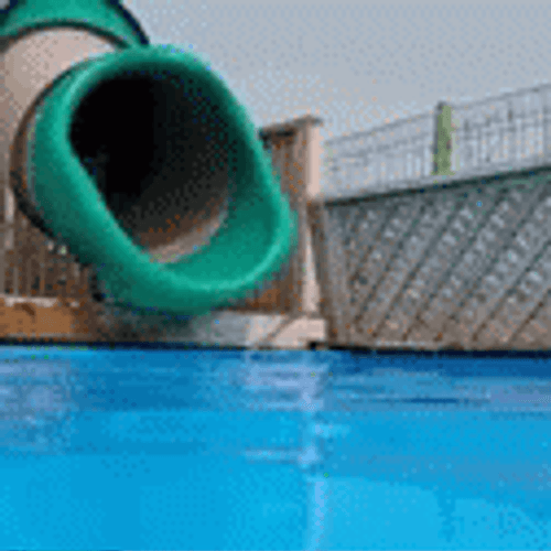 Corgi Water Pool Slide Jump GIF