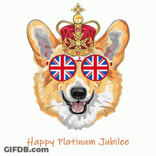 Corgi With Crown And Sunglasses Happy Platinum Jubilee GIF