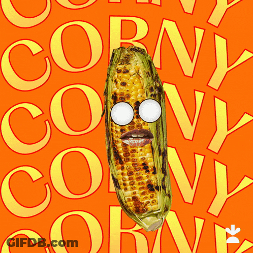 Corn On Cob Face With Corny Text GIF