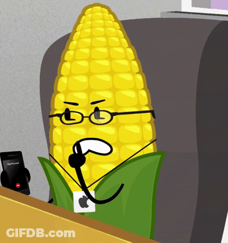 Corn On The Cob With Glasses And Phone Saying Nophone GIF