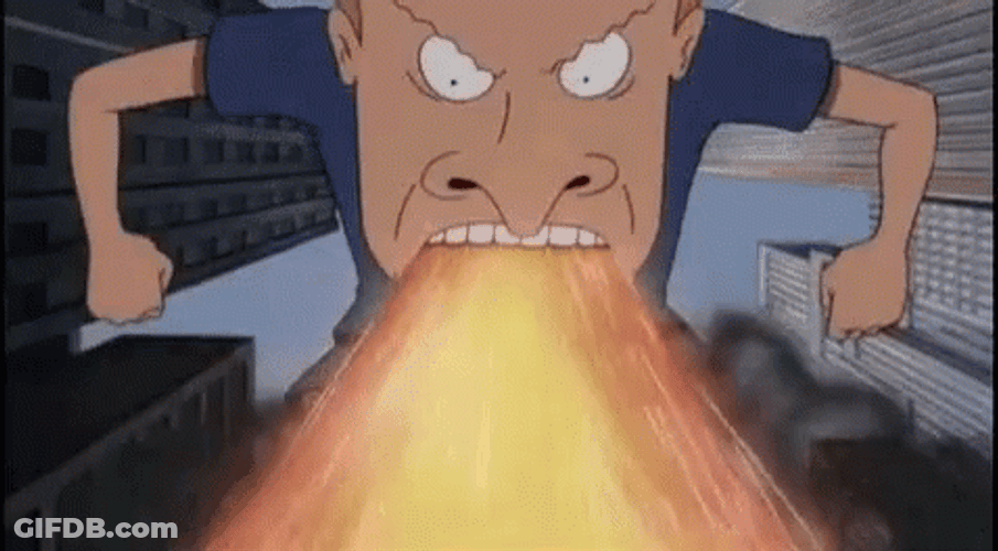 Cornholio Beavis Breathing Flame GIF