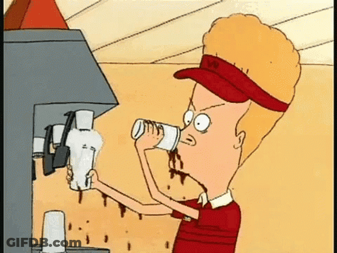 Cornholio Beavis Drinking Soda GIF