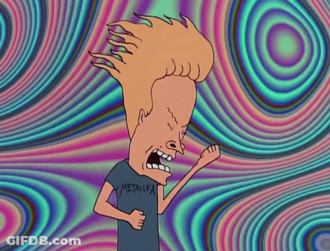 Cornholio Beavis Rocking Out Psychedelic Background GIF