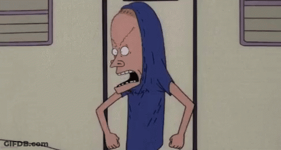 Cornholio Beavis Shaking While Shirt On Head GIF