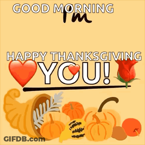 Cornucopia With Pumpkins And Rose Happy Thanksgiving GIF