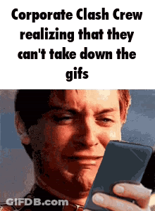 Corporate Clash Crew Realizing They Can't Take Down GIF