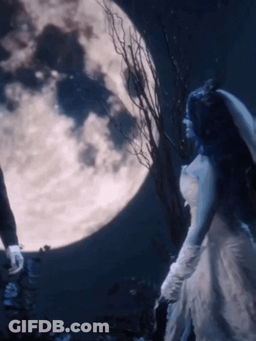 Corpse Bride And Victor Moonlight Embrace GIF