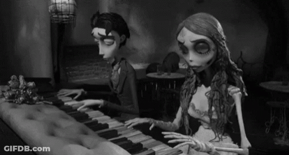Corpse Bride Emily And Victor Playing Piano GIF