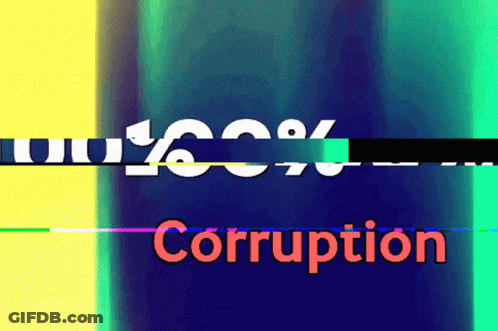Corruption Word On Blue And Yellow Background GIF