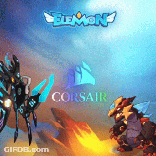 Corsair Logo On Blue Background With Dragon GIF