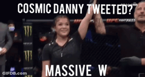 Cosmic Danny Tweets Massive W GIF