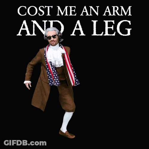 Cost Me An Arm And A Leg Poster With Man In Costume GIF