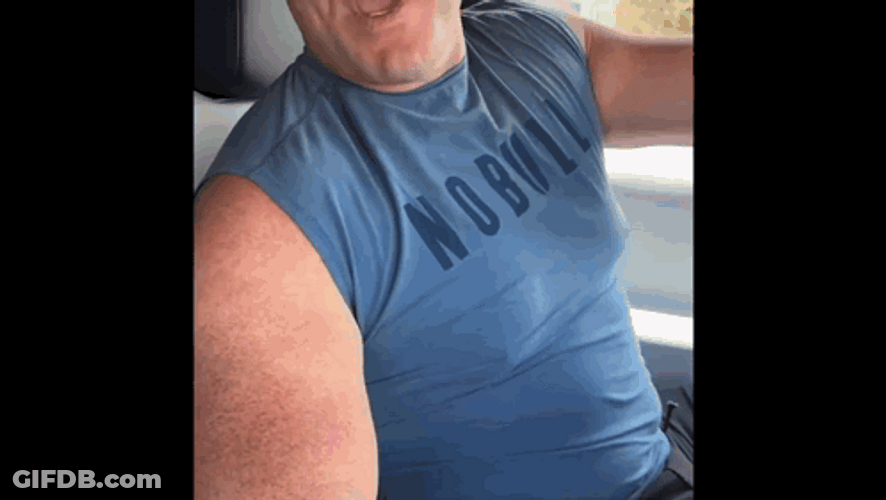 Costco Guys AJ Befumo Flexing His Biceps GIF