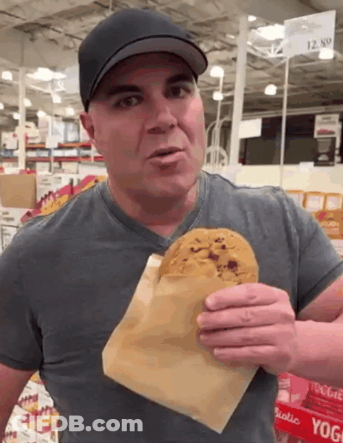 Costco Guys AJ Befumo Taking Bite Of Cookie GIF