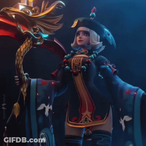 Costumed Girl With Chinese Writing GIF