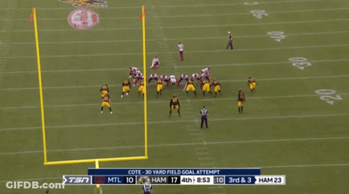 Cote 'S 30 Yard Field Goal Attempt Against Ham 17 GIF