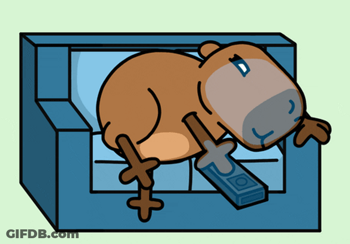 Couch Potato Capybara Watching TV GIF