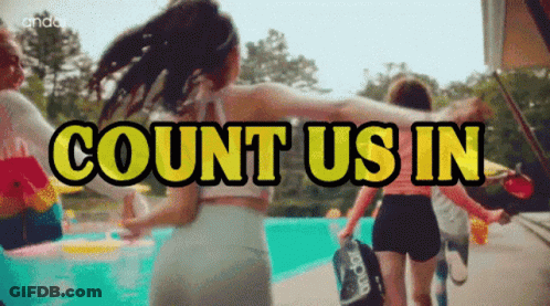 Count Us In Sign Above Pool GIF