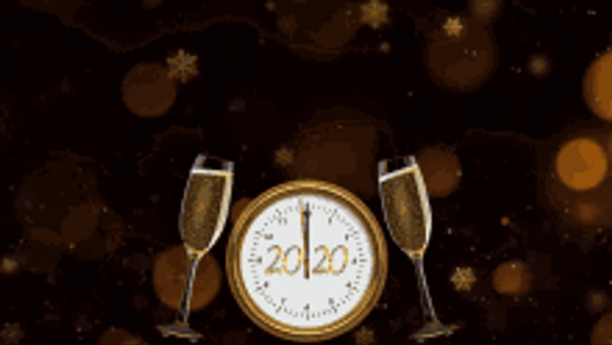 Countdown Clock Happy New Year Champagne Cheers GIF