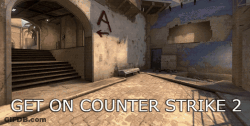 Counter Strike 2 Advertisement With Brick Walkway And Stairs GIF