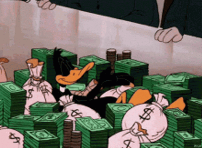 Counting Money Stack Daffy Duck GIF